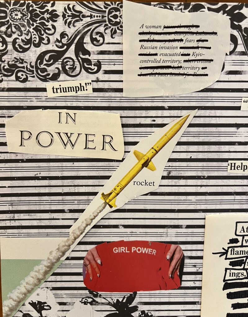 Close up of section with In Power title and gold rocket. 